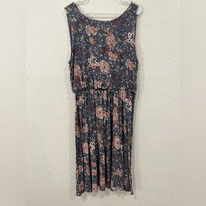 LOFT Blue Floral Midi Dress